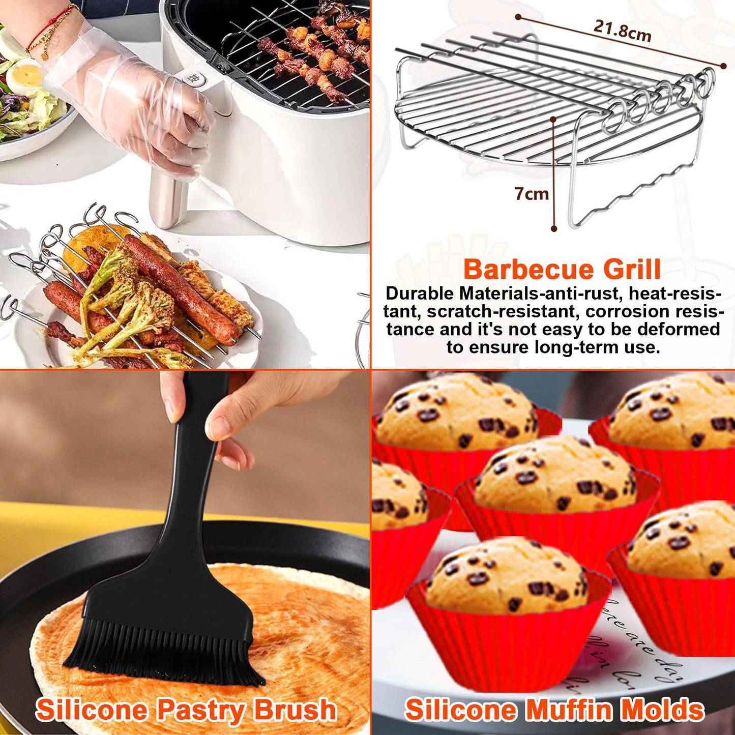 9inch/23cm Silicone Air Fryer Liners, Compatible with COSORI & Russell Hobbs, 5 Pack