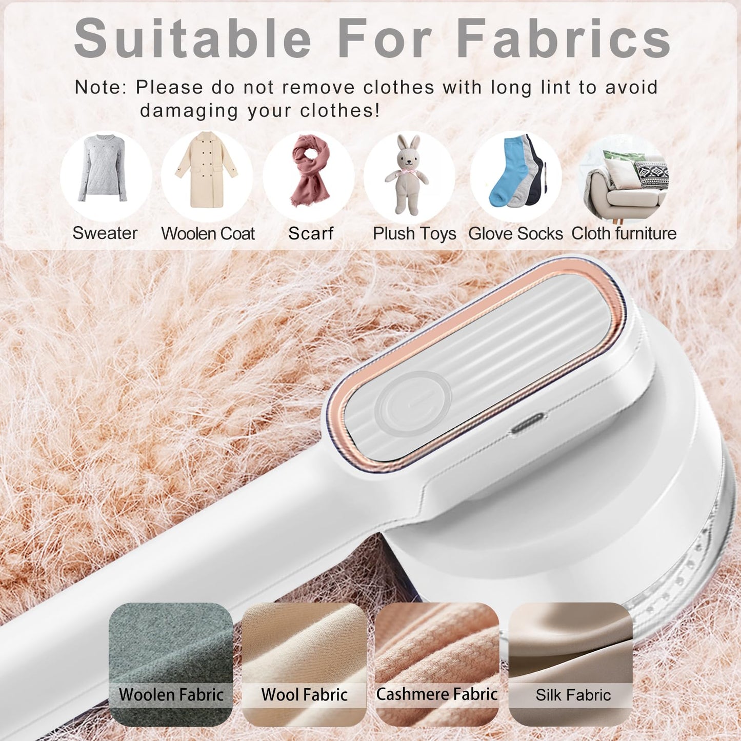 Electric Lint Remover & Fabric Shaver - USB Rechargeable with 2 Replacement Heads