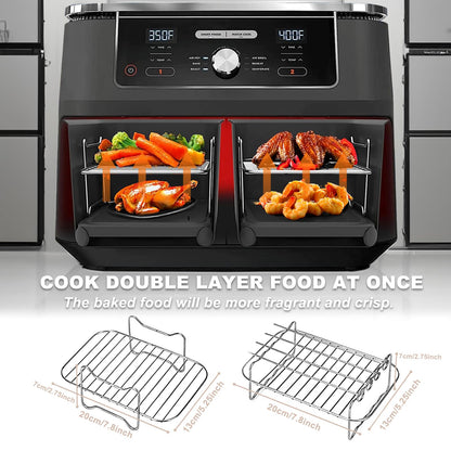 8pcs Silicone Air Fryer Liner Set for Ninja Dual AF300UK AF400UK - Oven & Microwave Safe