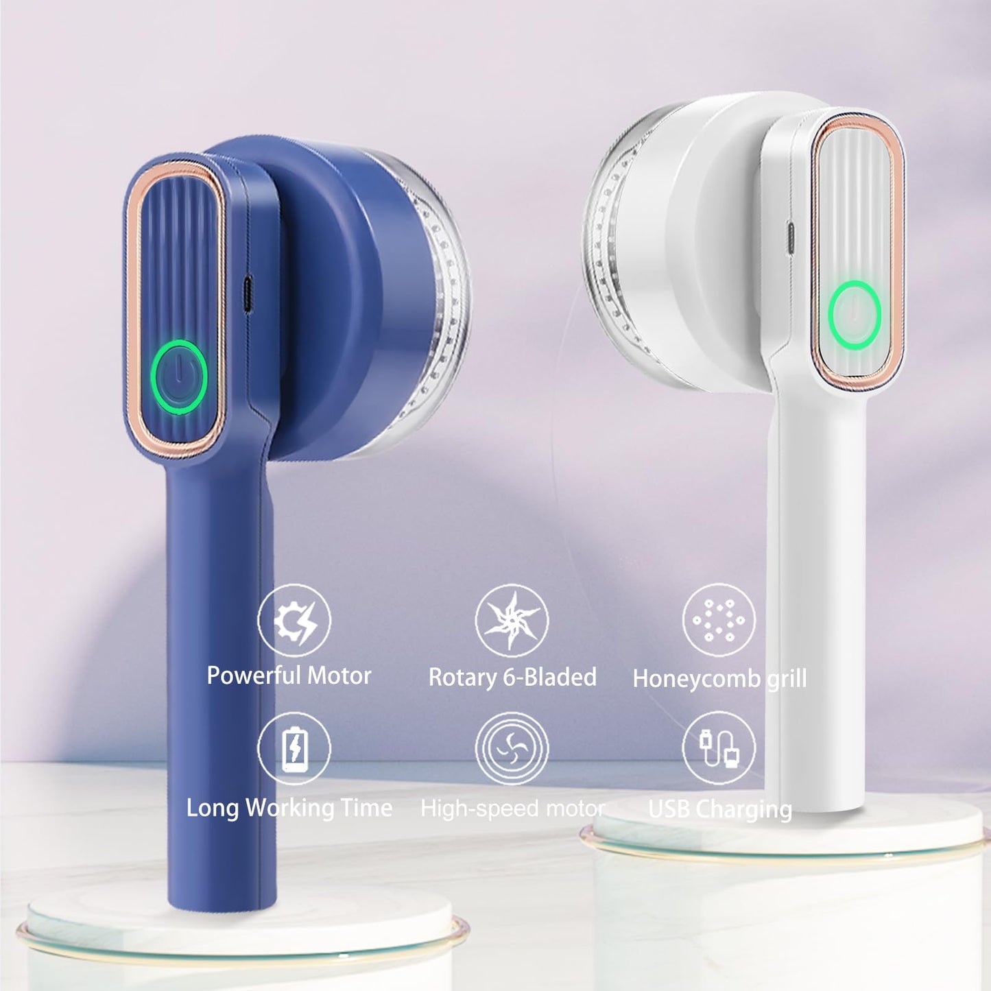 Electric Lint Remover & Fabric Shaver - USB Rechargeable with 2 Replacement Heads