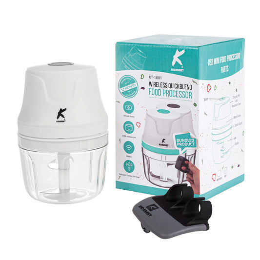 QuickBlend Mini Food Processor - 350ML BPA-Free Bowl, USB Rechargeable, Finger Peeler - Ideal for Garlic & Baby Food