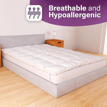 Emma Microfiber Mattress Topper - Single, White | Ultimate Comfort & Temperature Control