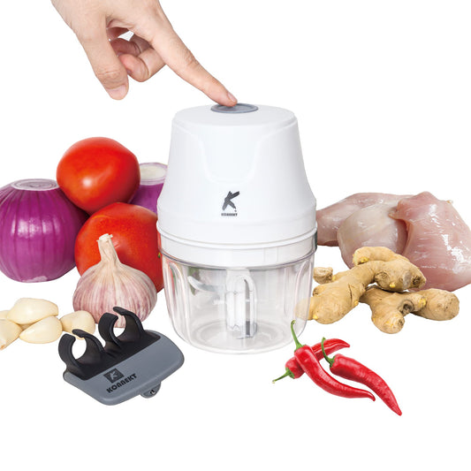 QuickBlend Mini Food Processor - 350ML BPA-Free Bowl, USB Rechargeable, Finger Peeler - Ideal for Garlic & Baby Food